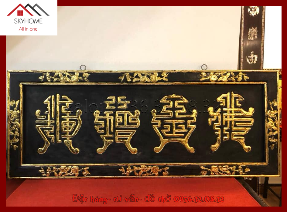 Hoành phi gỗ phòng thờ chữ Phật Nhật Tăng Huy